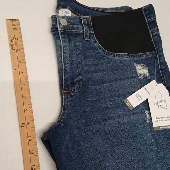 NWT Time and Tru Maternity jean shorts Sz Large (12-14) side panel New - Picture 6 of 13